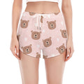 Cute Brown Bear Pattern Print Women's Split Running Shorts