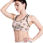 Cute Brown Bear Pattern Print Women's Sports Bra