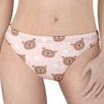 Cute Brown Bear Pattern Print Women's Thong