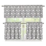 Cute Bull Terrier Faces Pattern Print 3 Piece Kitchen Curtains