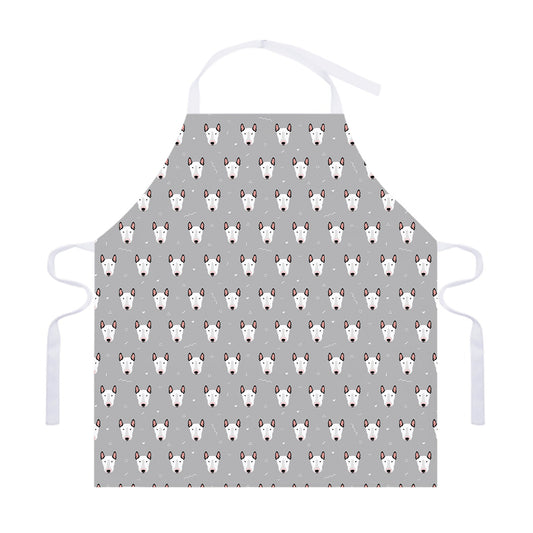 Cute Bull Terrier Faces Pattern Print Adjustable Apron