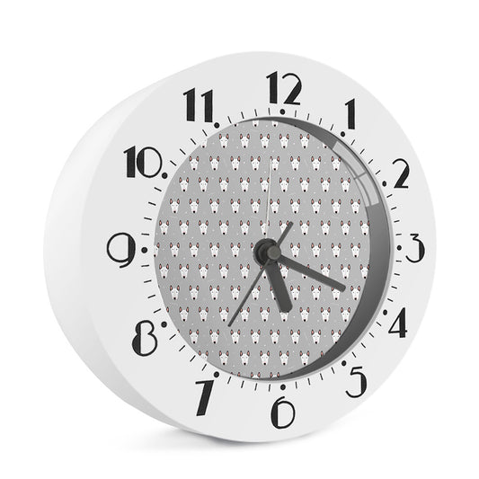 Cute Bull Terrier Faces Pattern Print Alarm Clock