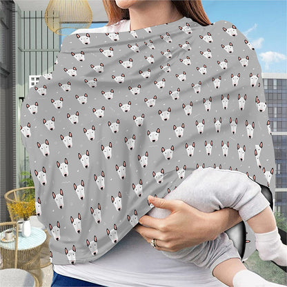 Cute Bull Terrier Faces Pattern Print Baby Seat Cover