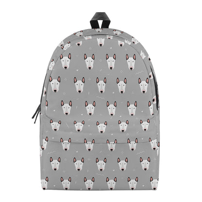Cute Bull Terrier Faces Pattern Print Backpack