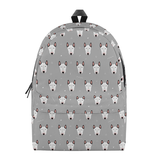 Cute Bull Terrier Faces Pattern Print Backpack
