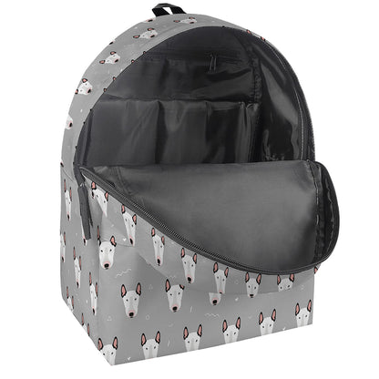 Cute Bull Terrier Faces Pattern Print Backpack