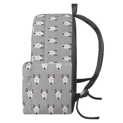 Cute Bull Terrier Faces Pattern Print Backpack