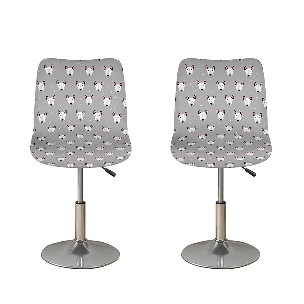 Cute Bull Terrier Faces Pattern Print Bar Stool Covers