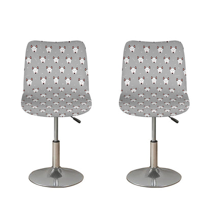Cute Bull Terrier Faces Pattern Print Bar Stool Covers