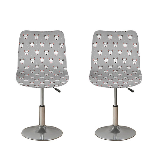 Cute Bull Terrier Faces Pattern Print Bar Stool Covers