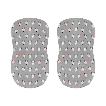Cute Bull Terrier Faces Pattern Print Bar Stool Covers
