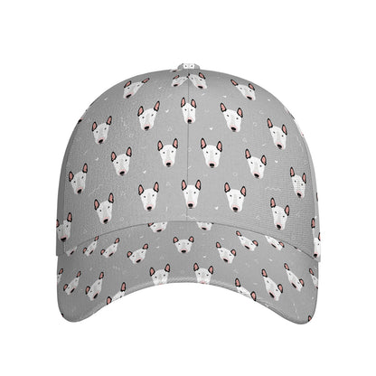 Cute Bull Terrier Faces Pattern Print Baseball Cap