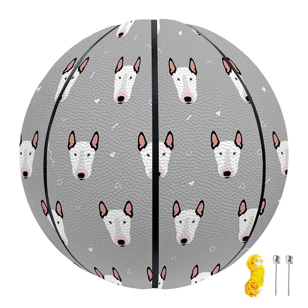 Cute Bull Terrier Faces Pattern Print Basketball