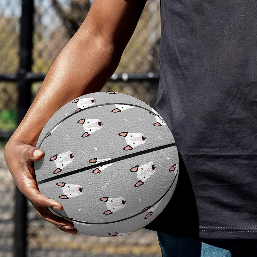 Cute Bull Terrier Faces Pattern Print Basketball