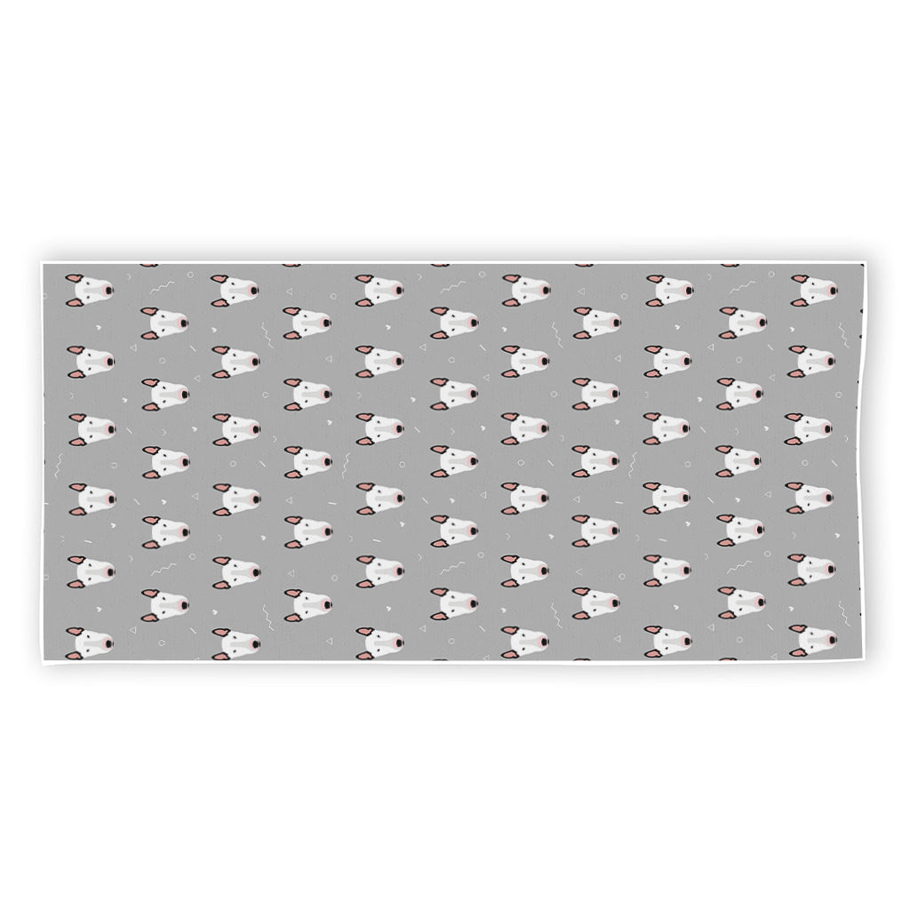 Cute Bull Terrier Faces Pattern Print Beach Towel