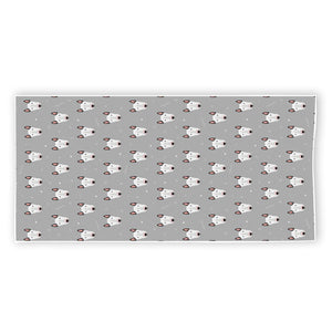 Cute Bull Terrier Faces Pattern Print Beach Towel