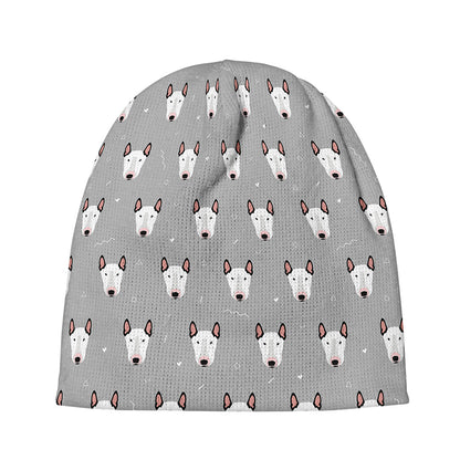 Cute Bull Terrier Faces Pattern Print Beanie