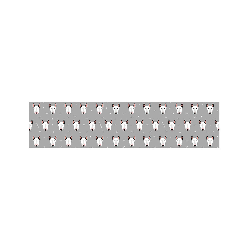 Cute Bull Terrier Faces Pattern Print Bed Runner