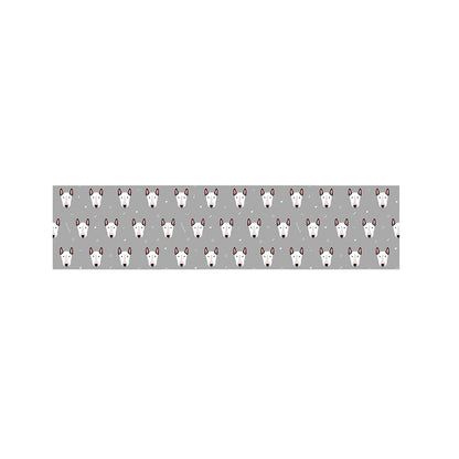 Cute Bull Terrier Faces Pattern Print Bed Runner