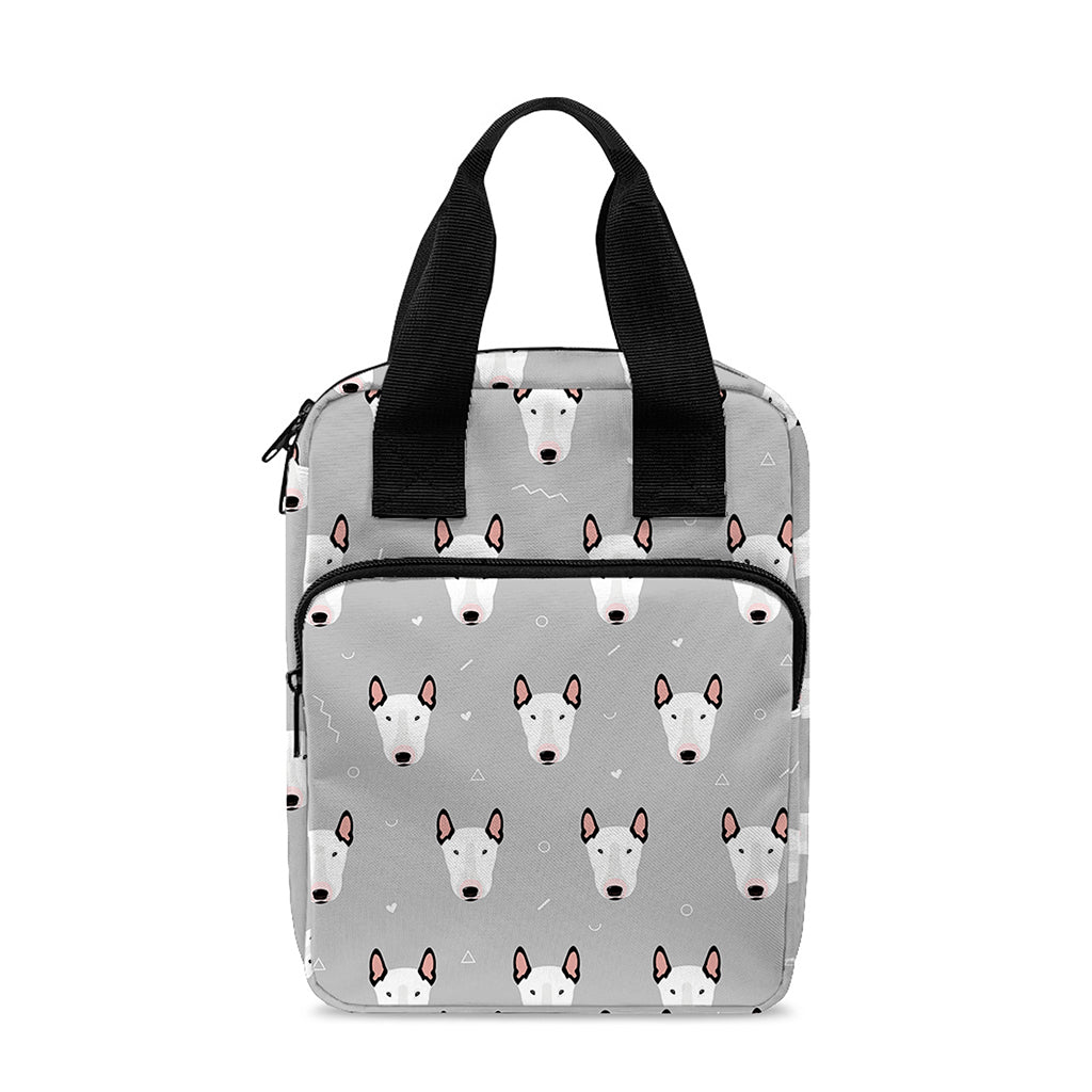 Cute Bull Terrier Faces Pattern Print Bible Tote Bag