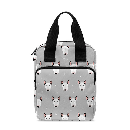 Cute Bull Terrier Faces Pattern Print Bible Tote Bag