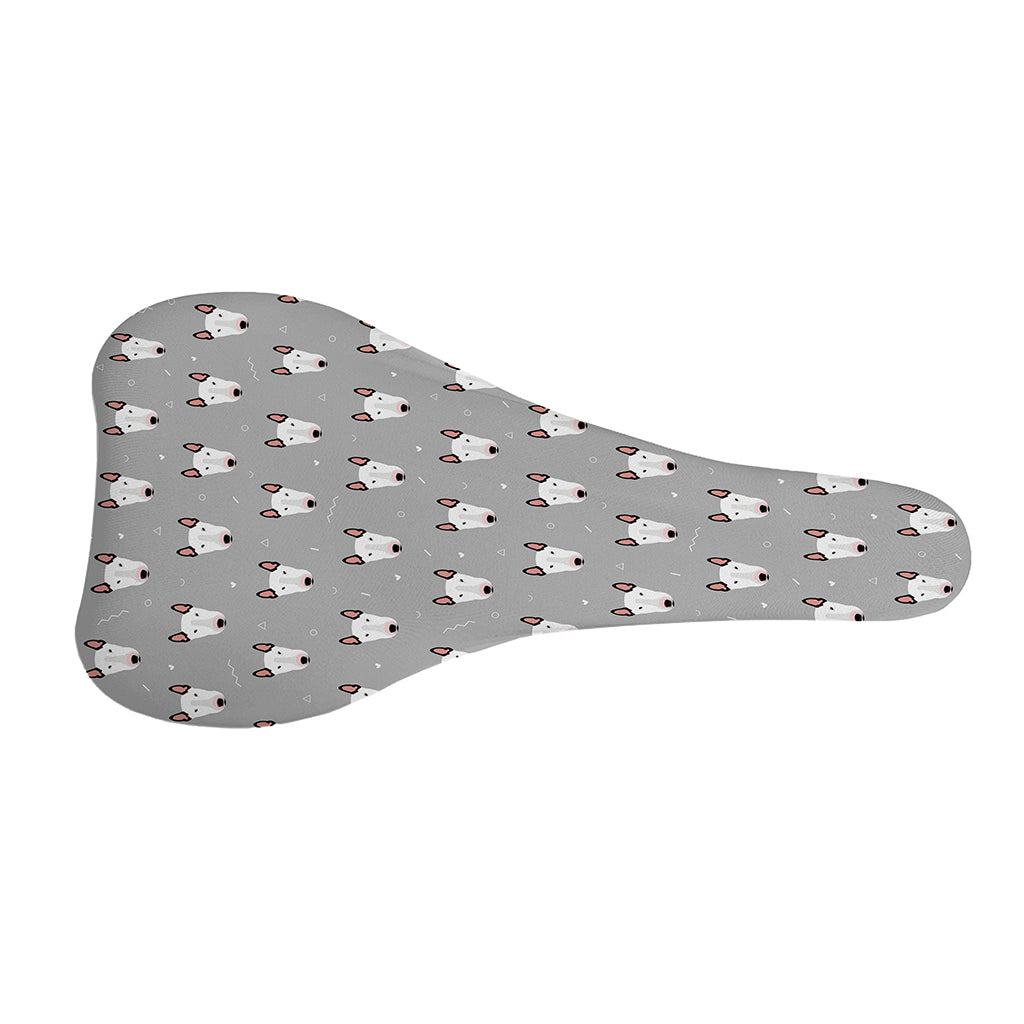 Cute Bull Terrier Faces Pattern Print Bicycle Seat Cover