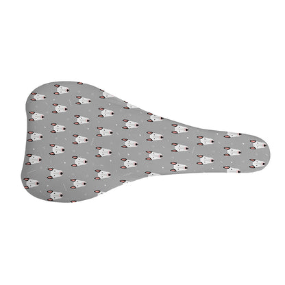Cute Bull Terrier Faces Pattern Print Bicycle Seat Cover