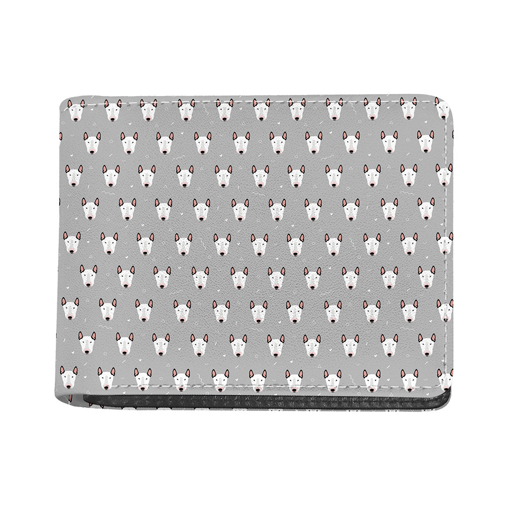 Cute Bull Terrier Faces Pattern Print Bifold Wallet