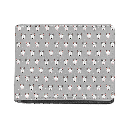 Cute Bull Terrier Faces Pattern Print Bifold Wallet