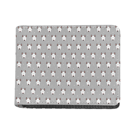 Cute Bull Terrier Faces Pattern Print Bifold Wallet