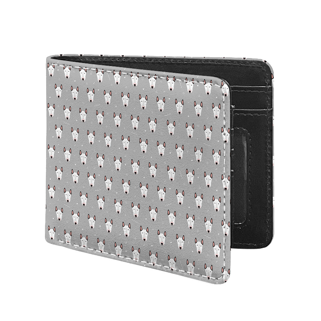 Cute Bull Terrier Faces Pattern Print Bifold Wallet