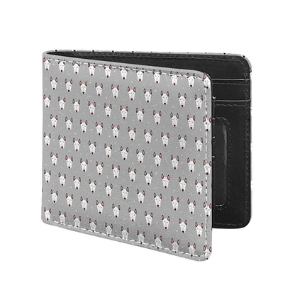 Cute Bull Terrier Faces Pattern Print Bifold Wallet
