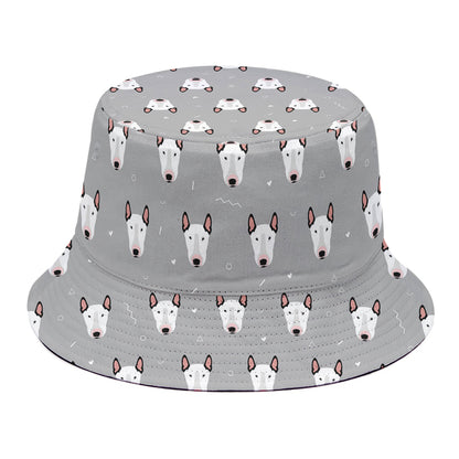 Cute Bull Terrier Faces Pattern Print Bucket Hat