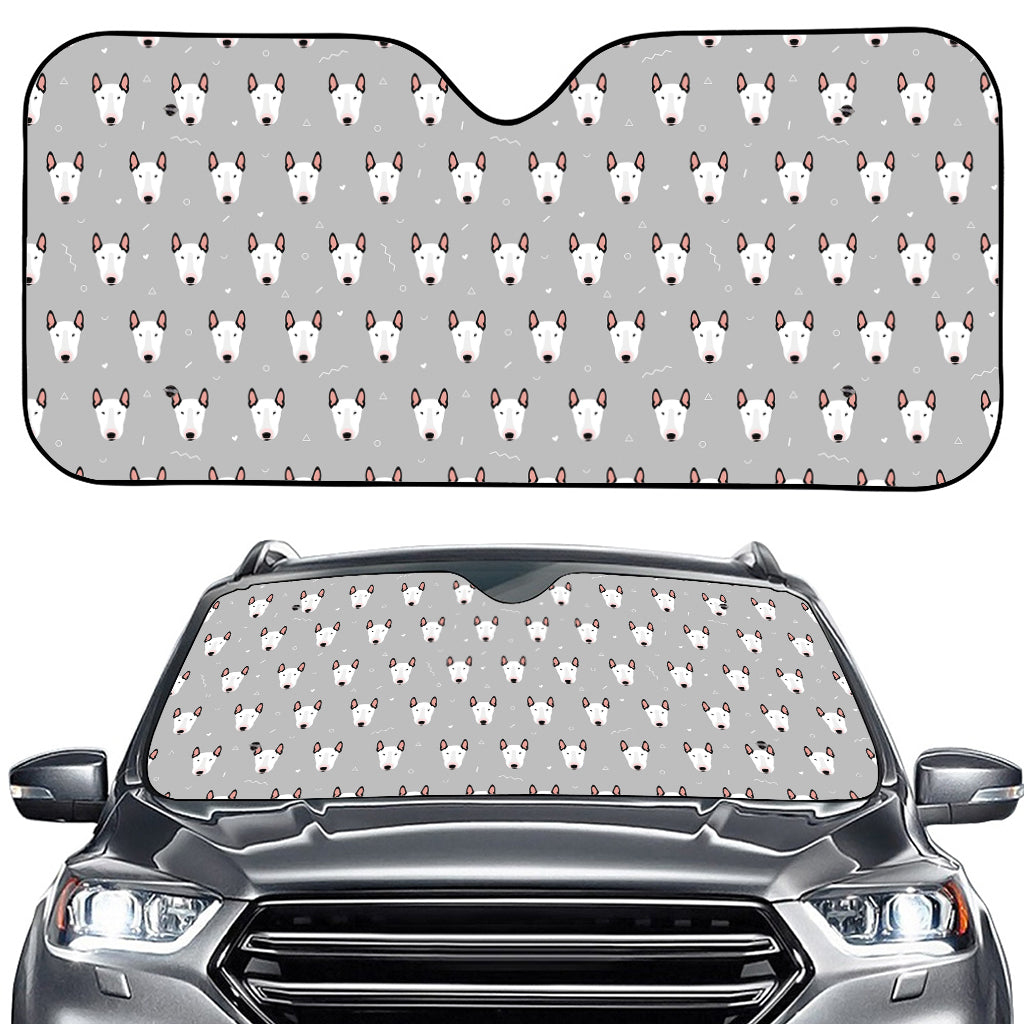 Cute Bull Terrier Faces Pattern Print Car Windshield Sun Shade