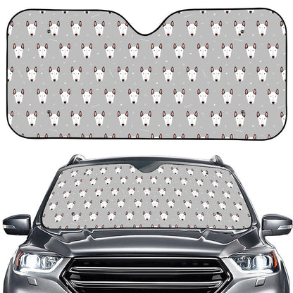 Cute Bull Terrier Faces Pattern Print Car Windshield Sun Shade