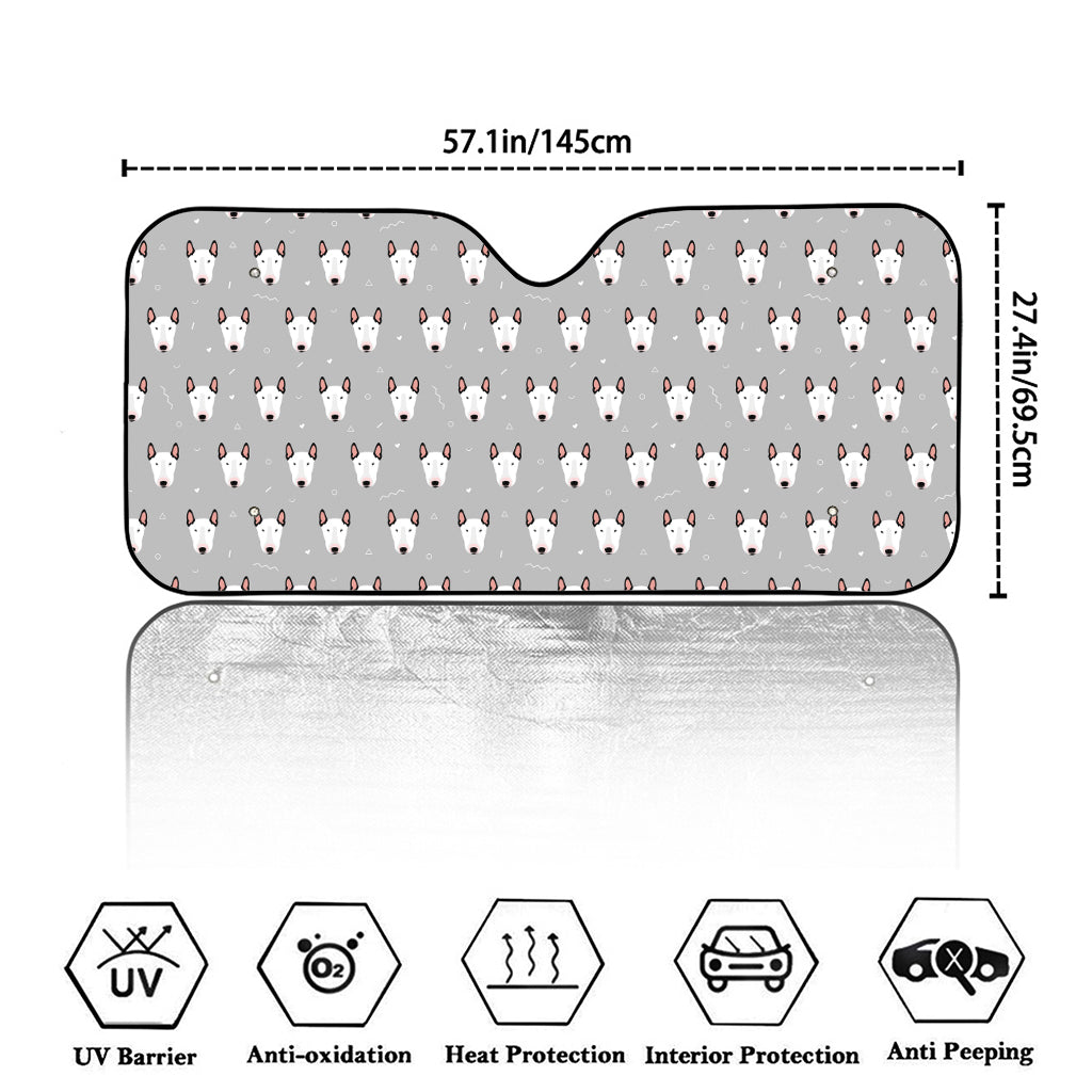 Cute Bull Terrier Faces Pattern Print Car Windshield Sun Shade
