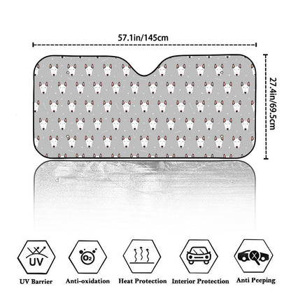 Cute Bull Terrier Faces Pattern Print Car Windshield Sun Shade