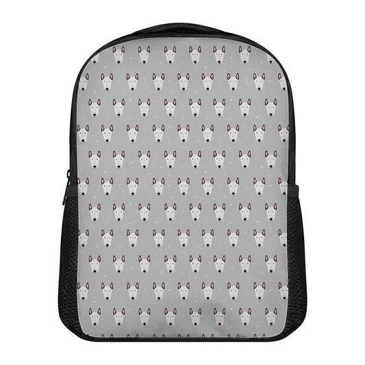 Cute Bull Terrier Faces Pattern Print Casual Backpack