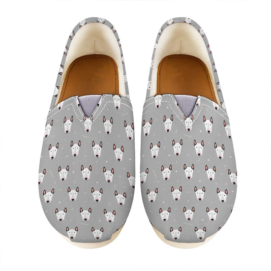 Cute Bull Terrier Faces Pattern Print Casual Shoes