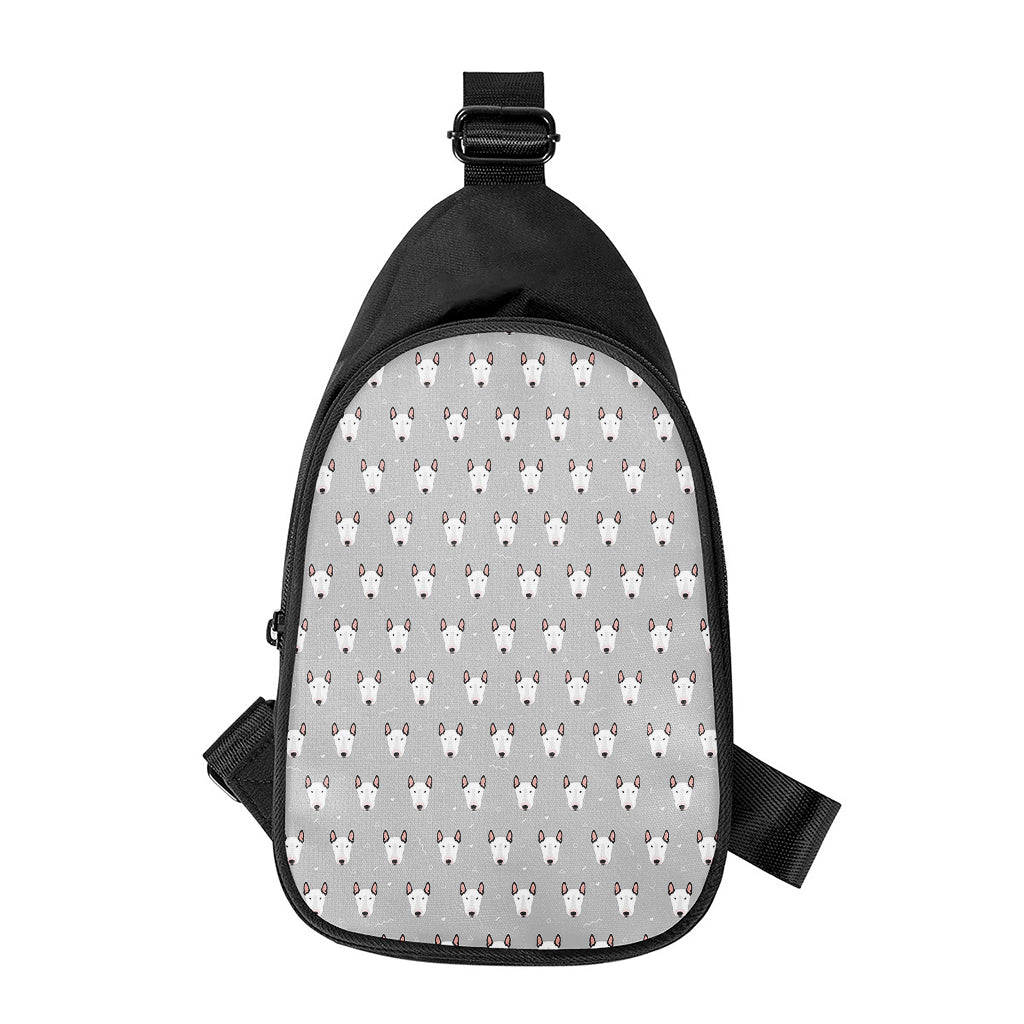 Cute Bull Terrier Faces Pattern Print Chest Bag