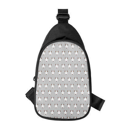 Cute Bull Terrier Faces Pattern Print Chest Bag