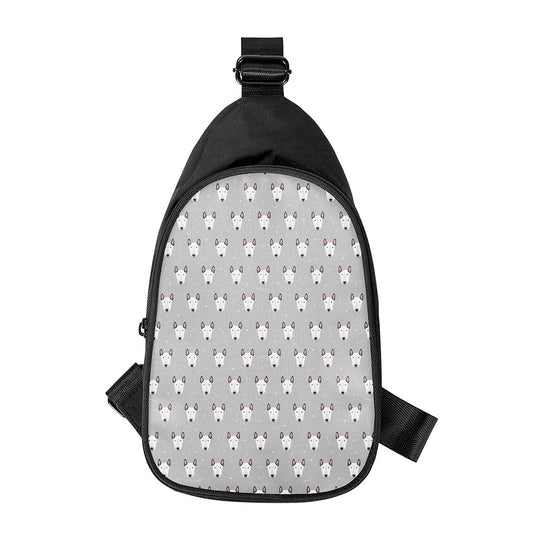 Cute Bull Terrier Faces Pattern Print Chest Bag
