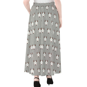 Cute Bull Terrier Faces Pattern Print Chiffon Maxi Skirt