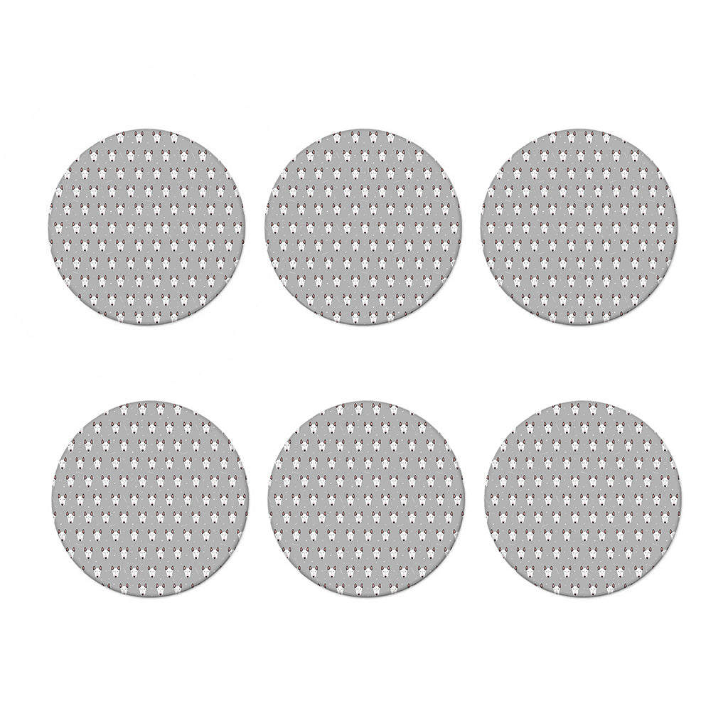 Cute Bull Terrier Faces Pattern Print Coaster Set
