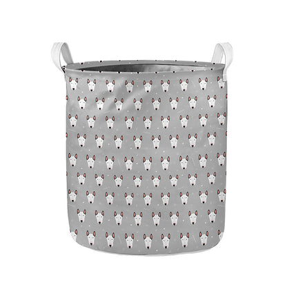 Cute Bull Terrier Faces Pattern Print Collapsible Laundry Basket
