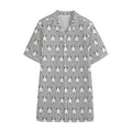 Cute Bull Terrier Faces Pattern Print Cotton Hawaiian Shirt
