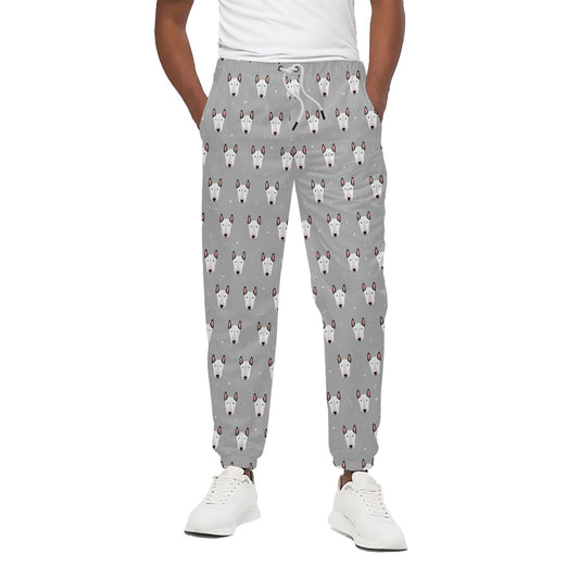 Cute Bull Terrier Faces Pattern Print Cotton Pants
