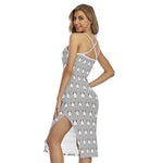 Cute Bull Terrier Faces Pattern Print Cross Back Cami Dress