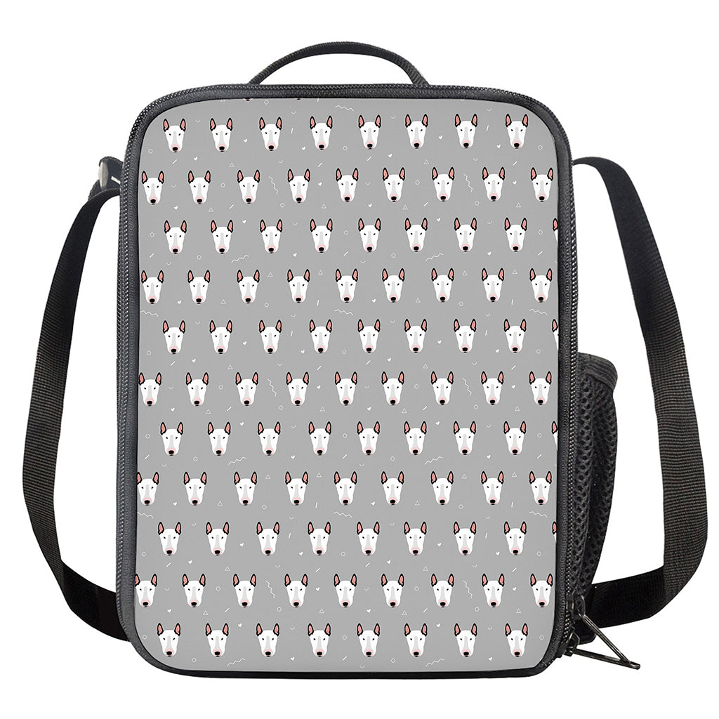 Cute Bull Terrier Faces Pattern Print Crossbody Lunch Bag