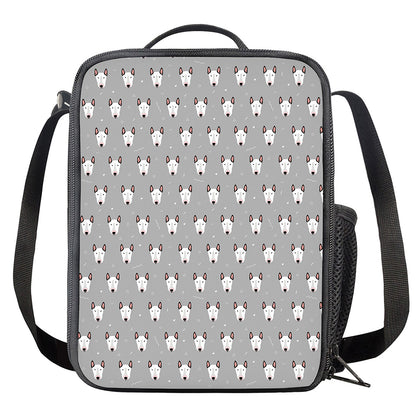Cute Bull Terrier Faces Pattern Print Crossbody Lunch Bag